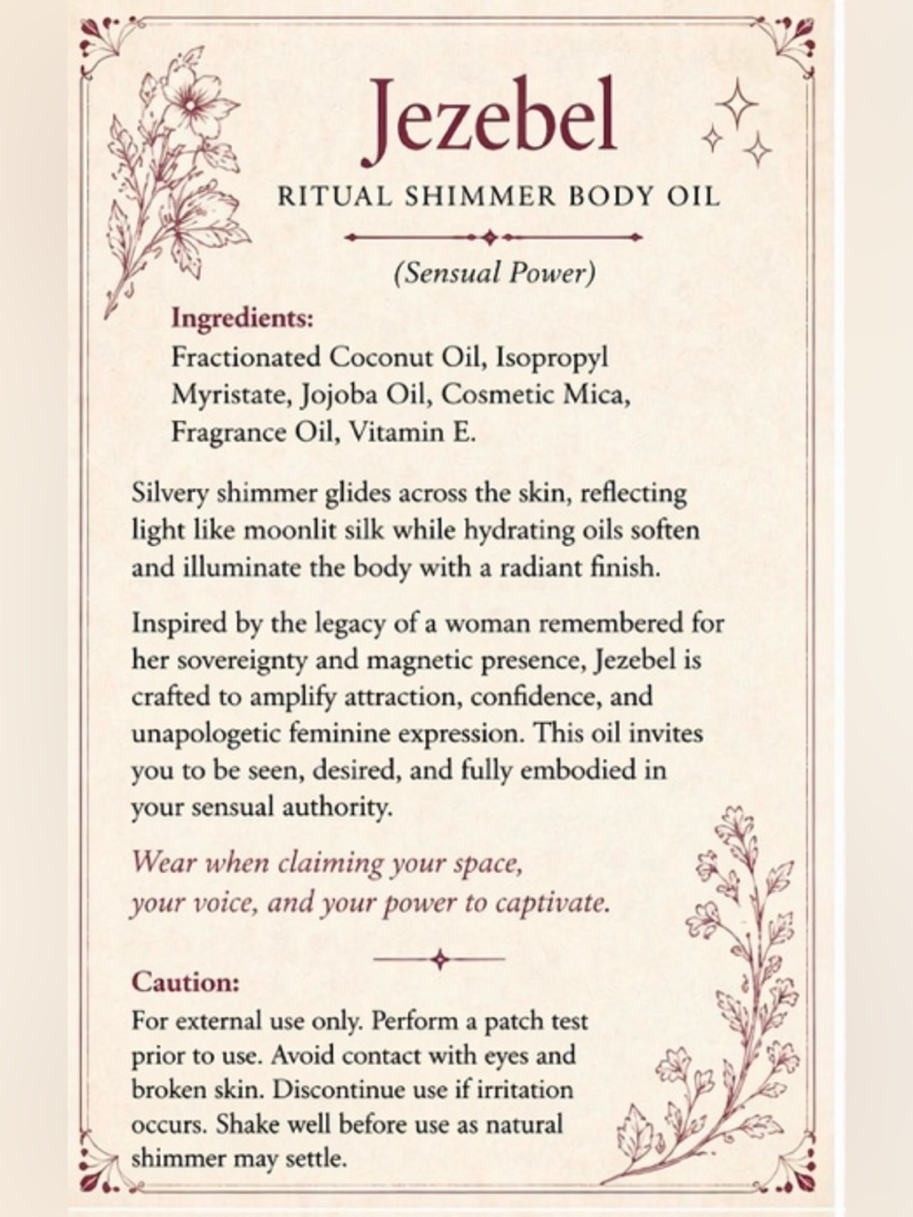 Jezebel Enchanted Body Oil | Glamour, Seduction & Soft Glow - Venus Vibration - Picture 4 of 4